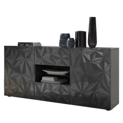 Dunkelgraues Design-Sideboard in Hochglanz lackiert - Kuriasna