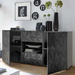 Dunkelgraues Design-Sideboard in Hochglanz lackiert - Kuriasna