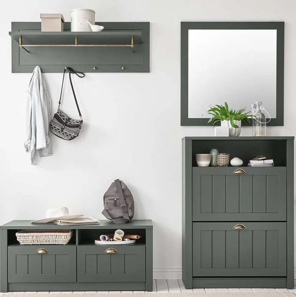 Dunkelgrüne Flurmöbel Kombination - Niestov (vierteilig)