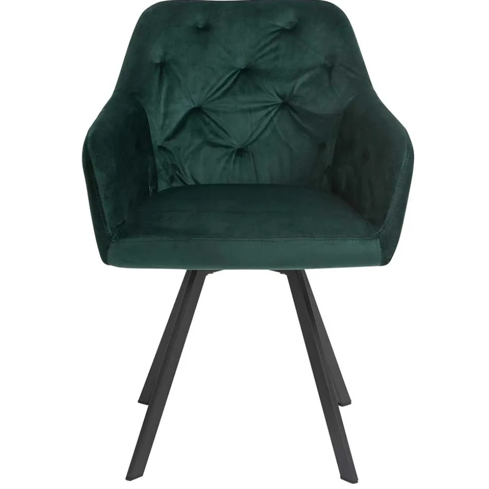 Dunkelgrüner Samt Drehstuhl für den Esstisch - Cali