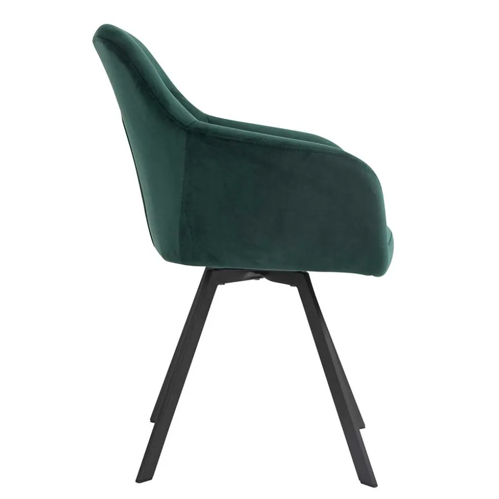 Dunkelgrüner Samt Drehstuhl für den Esstisch - Cali