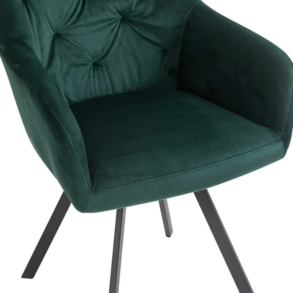 Dunkelgrüner Samt Drehstuhl für den Esstisch - Cali