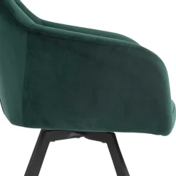 Dunkelgrüner Samt Drehstuhl für den Esstisch - Cali