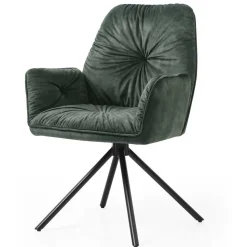 Dunkelgrüner Samt Esstischsessel drehbar - Kadiz