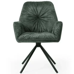 Dunkelgrüner Samt Esstischsessel drehbar - Kadiz
