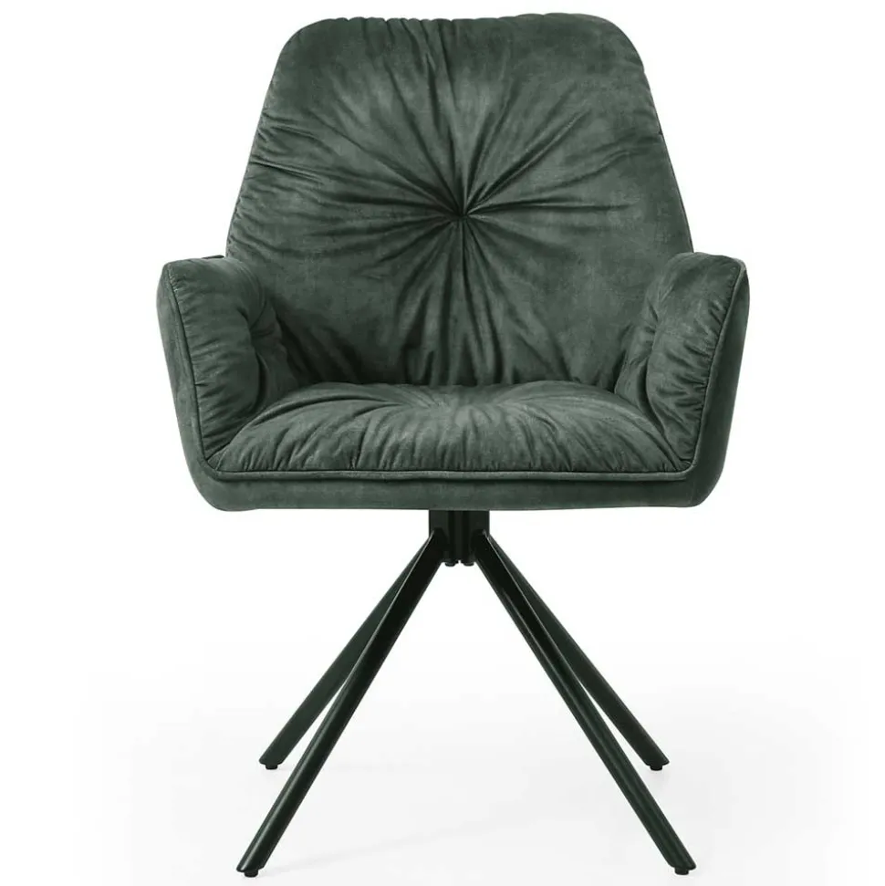 Dunkelgrüner Samt Esstischsessel drehbar - Kadiz