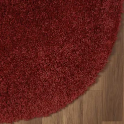 Dunkelroter Teppich in Rund - Salva