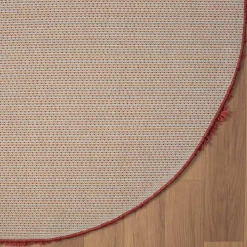 Dunkelroter Teppich in Rund - Salva