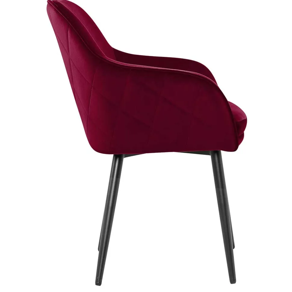 Dunkelroter Tischsessel aus Samt - Laydia