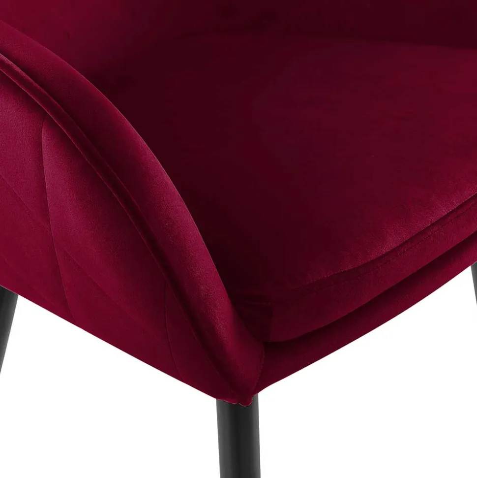 Dunkelroter Tischsessel aus Samt - Laydia