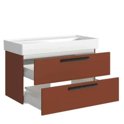 Dunkelroter Waschtisch für zwei Armaturen - Exeler