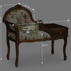 Dunkle Telefonbank im Barock Stil Magari mit floralem Muster