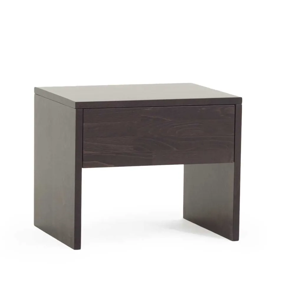 Dunkler Nachtschrank Lidoral aus Buche Massivholz