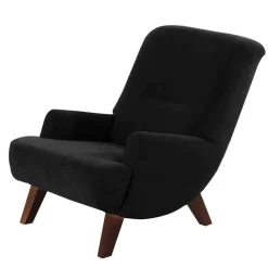 Dunkler Relaxsessel aus Velours Schwarz - Leverias