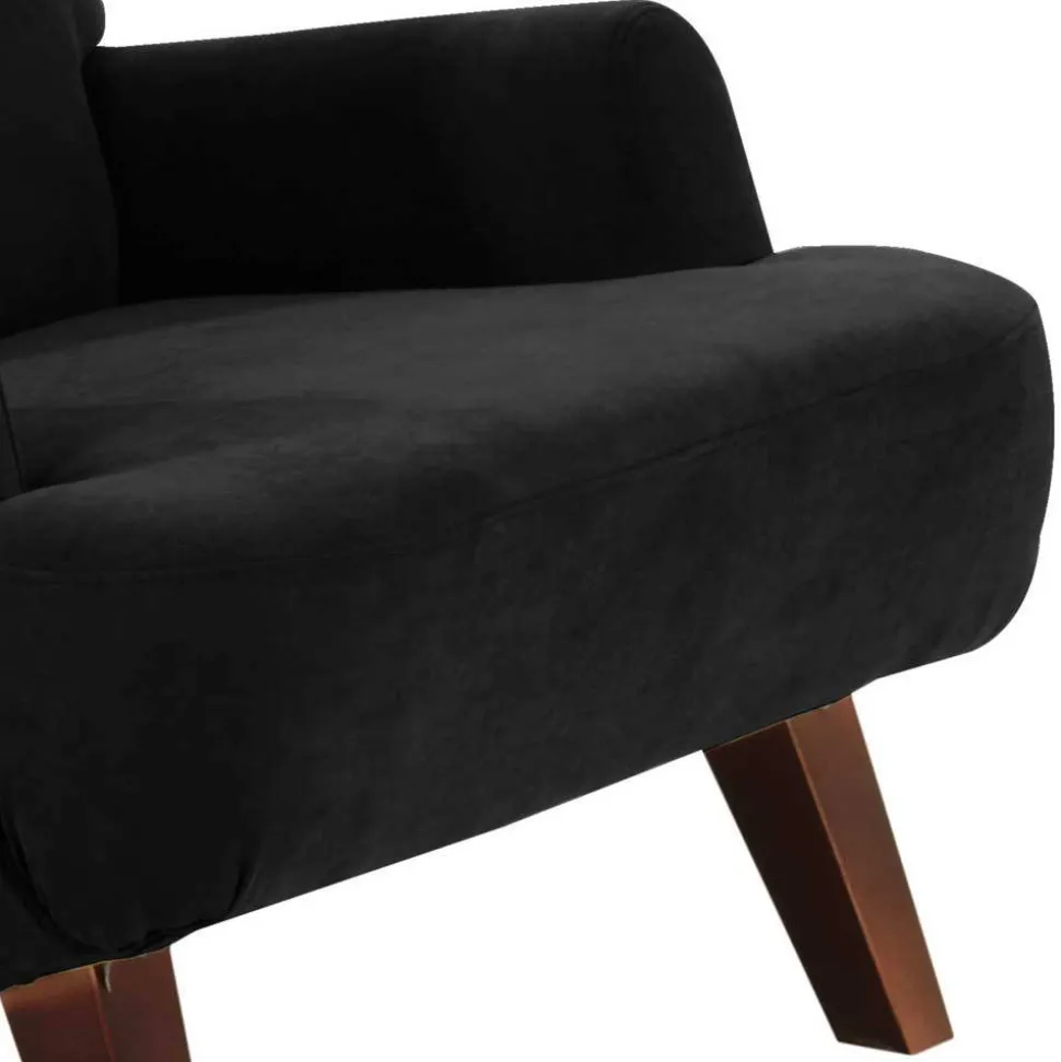 Dunkler Relaxsessel aus Velours Schwarz - Leverias