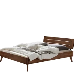 Dunkles Holzbett aus Nussbaum Massivholz - Vetonia