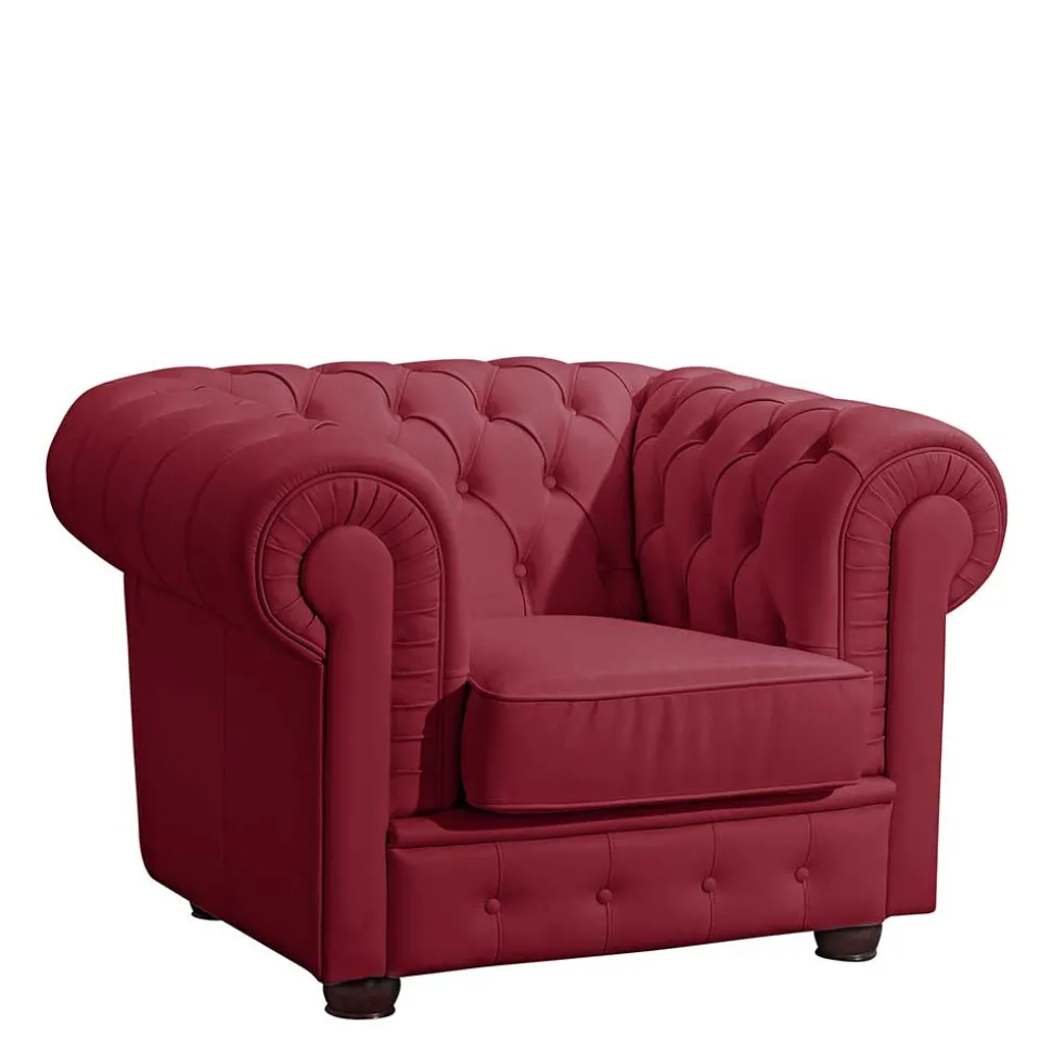 Echtleder Sessel in Rot - Geoloro