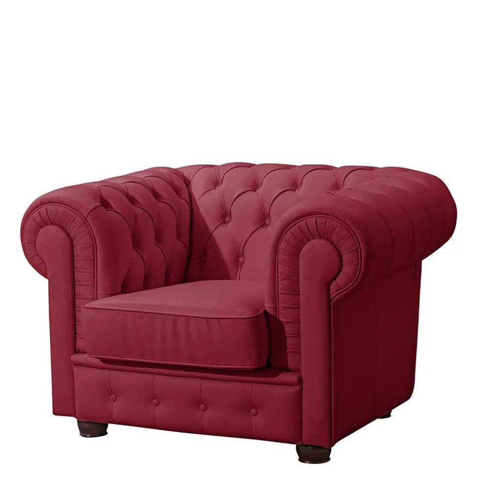 Echtleder Sessel in Rot - Geoloro