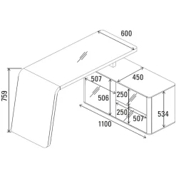 Eck PC Schreibtisch Cigemba in Schwarz