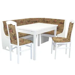 Eckbankgruppe in Weiß mit Brauntönen - Penal (vierteilig)