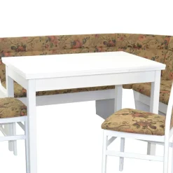 Eckbankgruppe in Weiß mit Brauntönen - Penal (vierteilig)