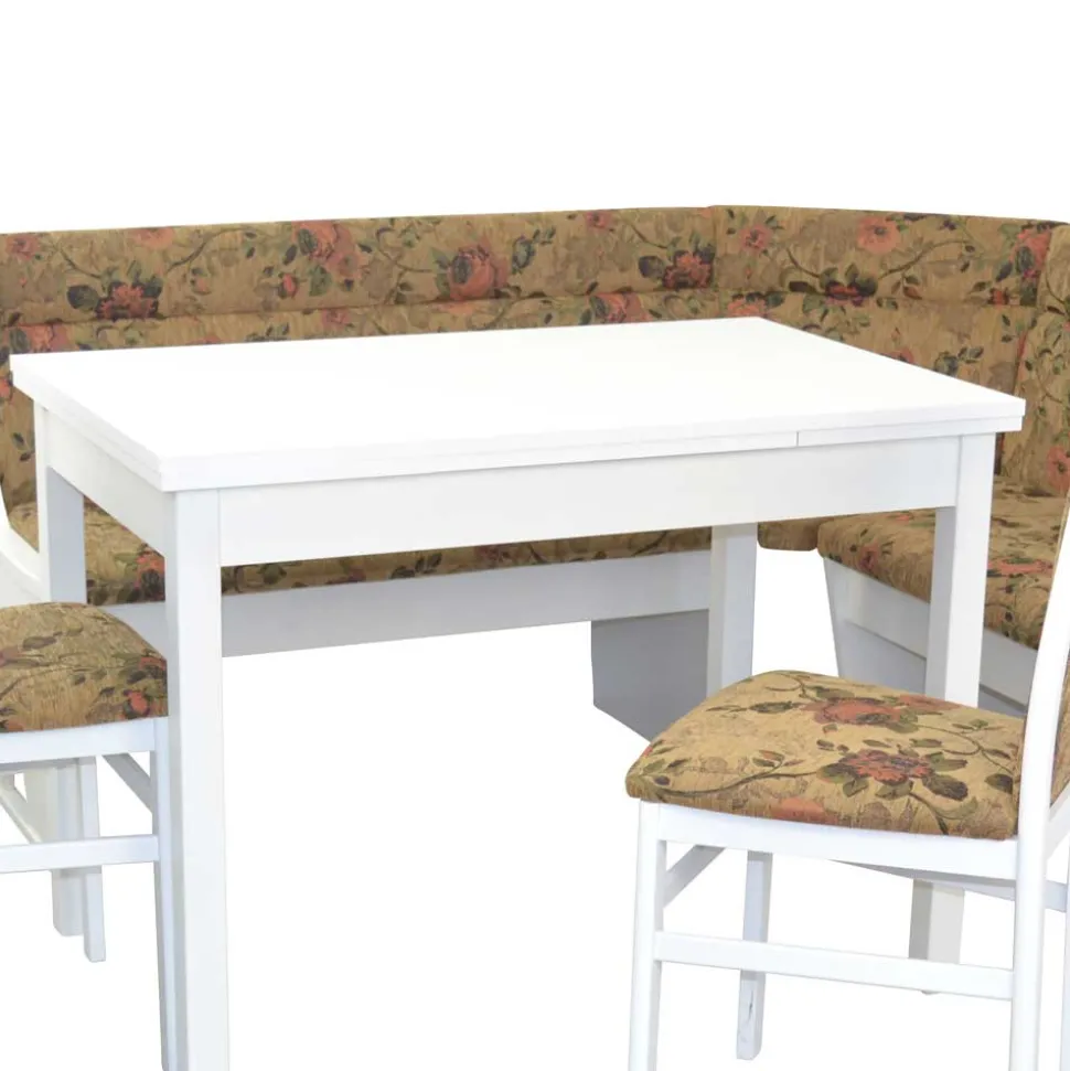 Eckbankgruppe in Weiß mit Brauntönen - Penal (vierteilig)