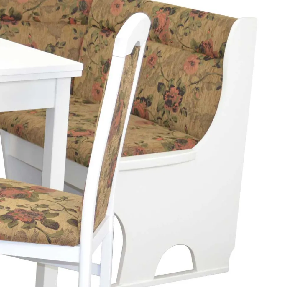 Eckbankgruppe in Weiß mit Brauntönen - Penal (vierteilig)