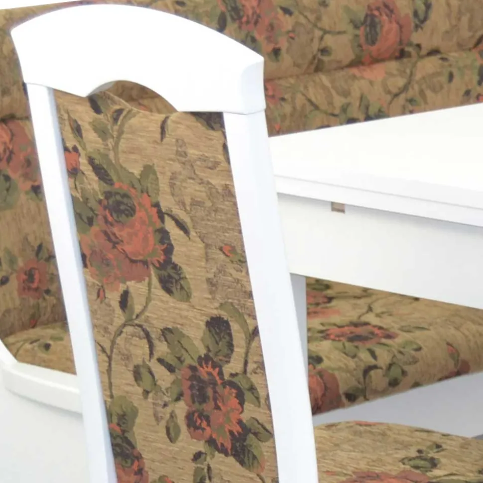 Eckbankgruppe in Weiß mit Brauntönen - Penal (vierteilig)