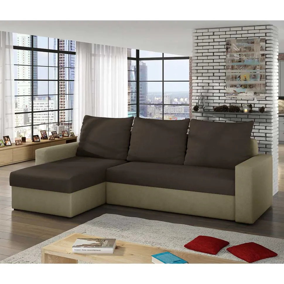 Eckbettsofa in Braun und Beige - Rodaris