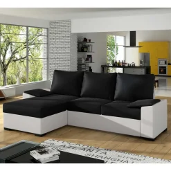 Eckbettsofa in Schwarz und Weiß - Togo