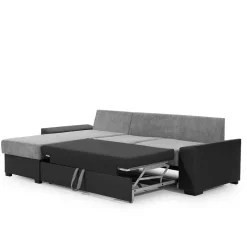 Eckbettsofa in Schwarz und Weiß - Togo