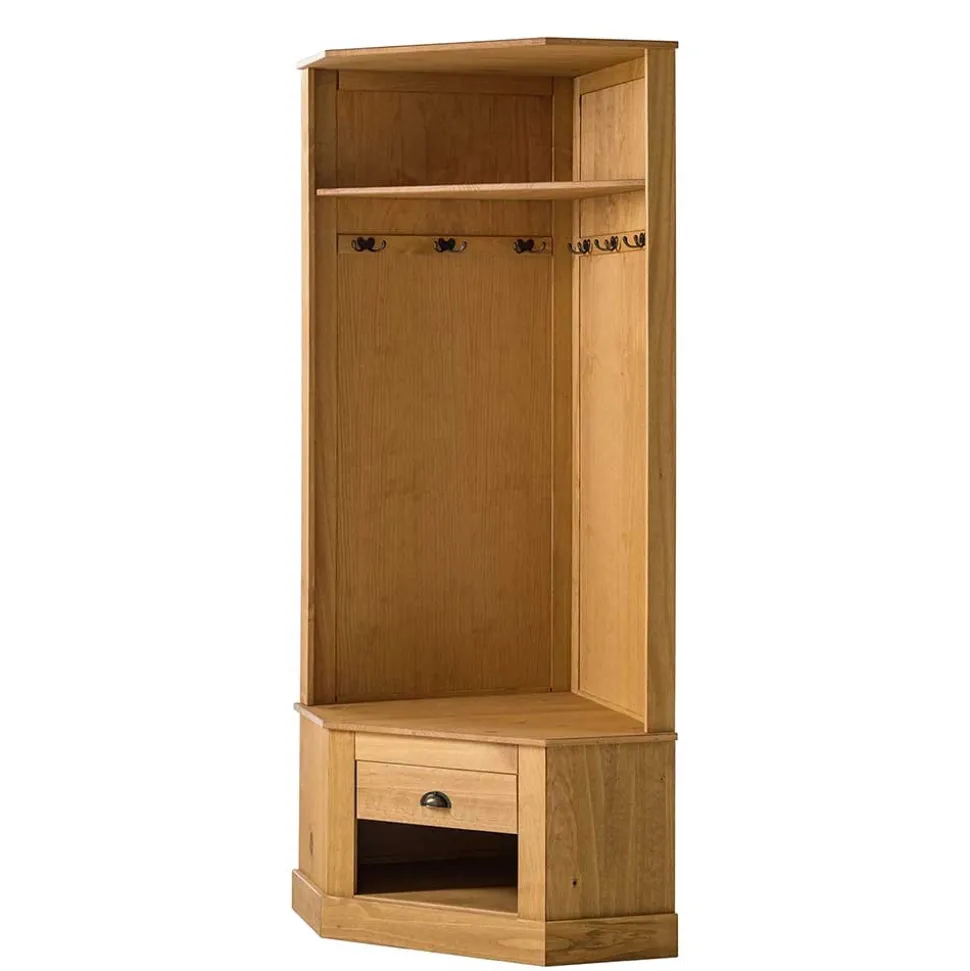 Eckgarderobe in Kiefer Natur - Kumico