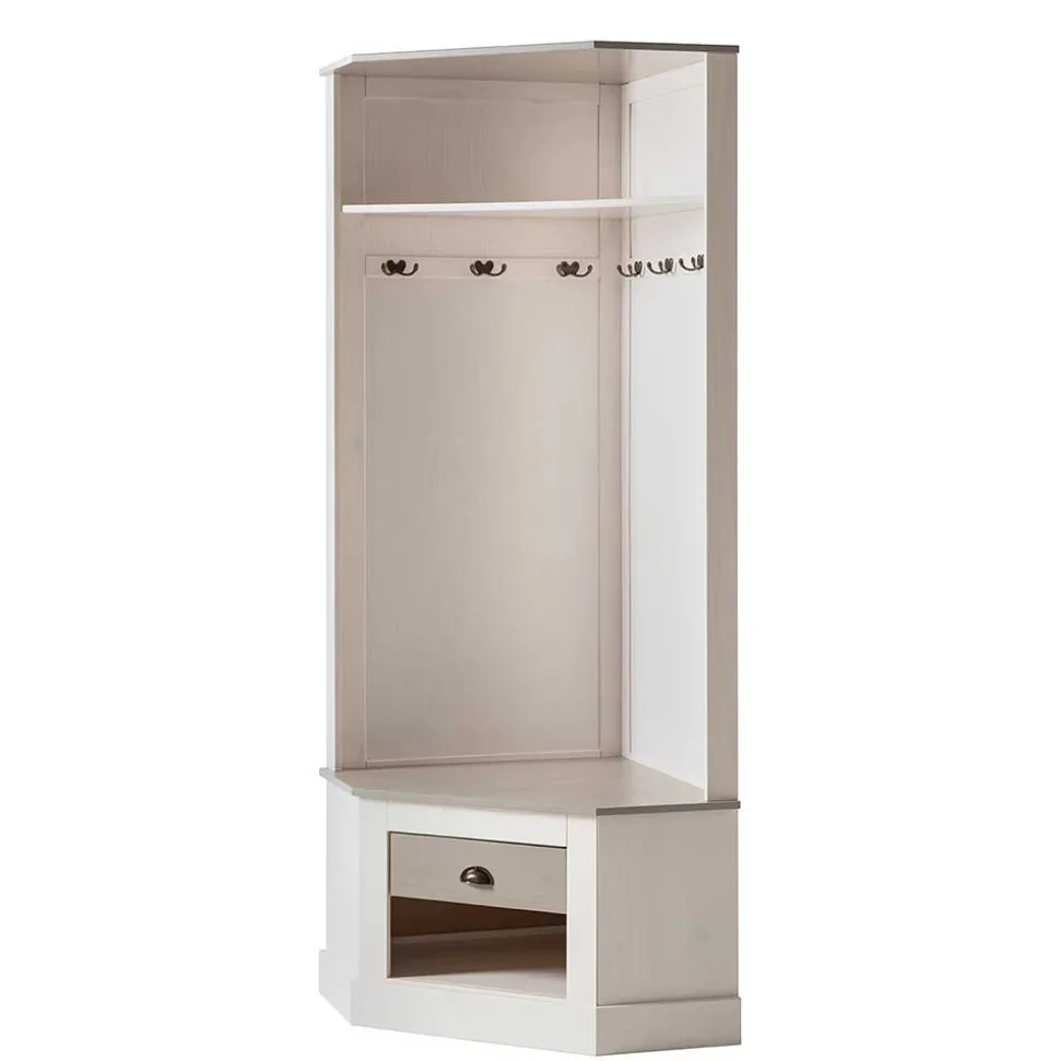 Eckgarderobe in Weiß mit Grau - Lucasario