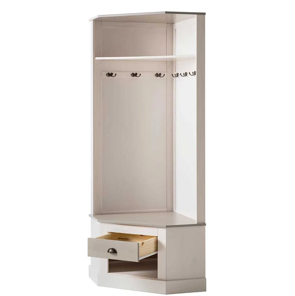 Eckgarderobe in Weiß mit Grau - Lucasario