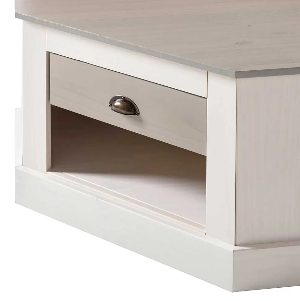 Eckgarderobe in Weiß mit Grau - Lucasario