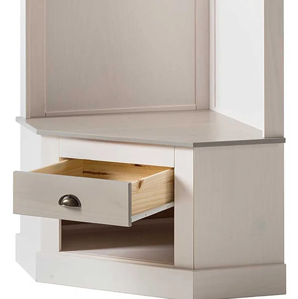 Eckgarderobe in Weiß mit Grau - Lucasario