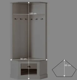 Eckgarderobe in Weiß mit Grau - Lucasario