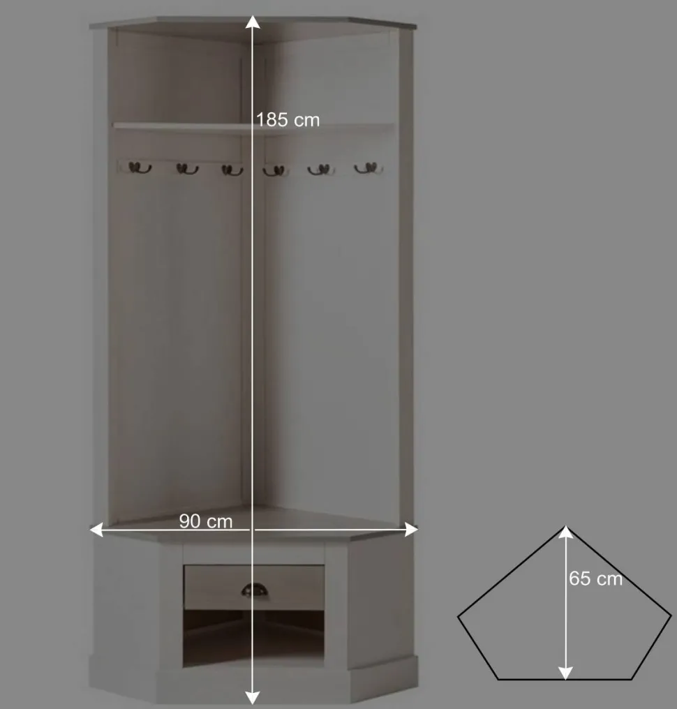 Eckgarderobe in Weiß mit Grau - Lucasario