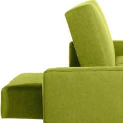 Eck-Schlafcouch in Gelbgrün mit Chrom - Whity (zweiteilig)