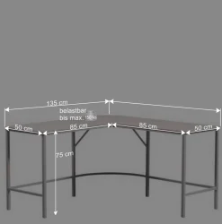 Eckschreibtisch in Hellgrau - Barossio