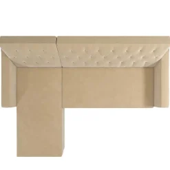 Ecksofa mit Bettfunktion in Creme Samt - Mikolos