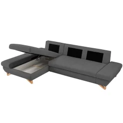 Ecksofa mit Bettfunktion in Anthrazit - Baonga