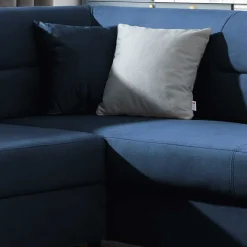 Ecksofa mit Schlaffunktion in Blauschwarz Samtbezug - Lasalinas
