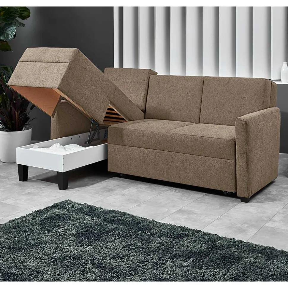 Ecksofa mit Schlaffunktion in Taupe - Movito