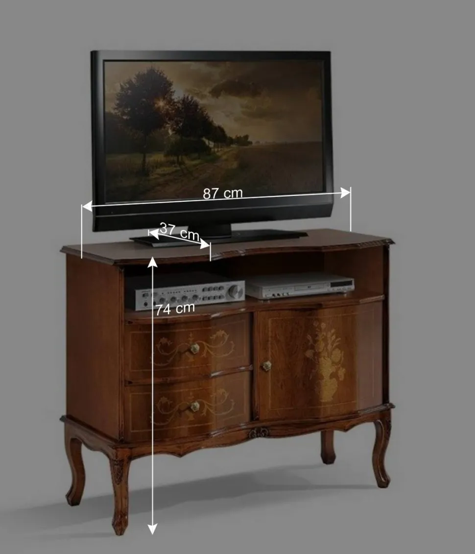 Edle Barock TV Kommode in Nussbaumfarben - Motiz