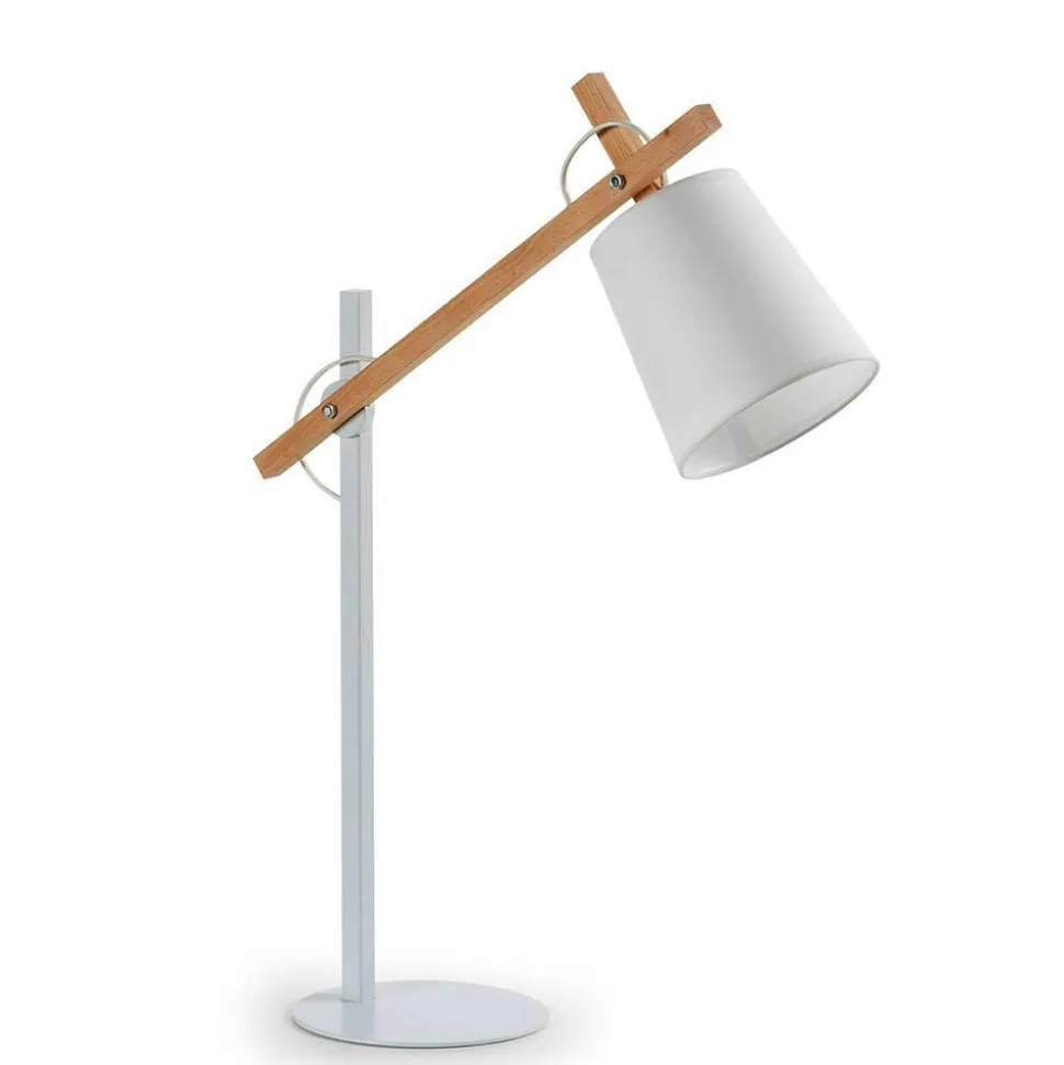 Edle Tischlampe in Weiß & Buche - Oregana