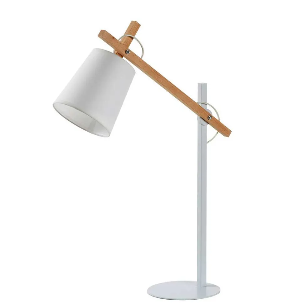 Edle Tischlampe in Weiß & Buche - Oregana