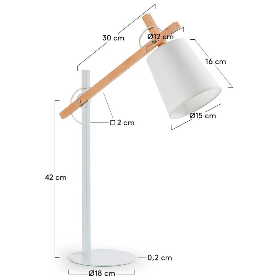 Edle Tischlampe in Weiß & Buche - Oregana