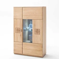 Edle Wohnwand mit 320cm Breite Pontros in Eiche Bianco teilmassiv (vierteilig)