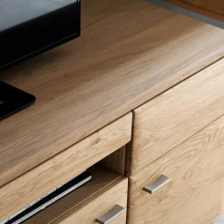 Edle Wohnwand mit 320cm Breite Pontros in Eiche Bianco teilmassiv (vierteilig)